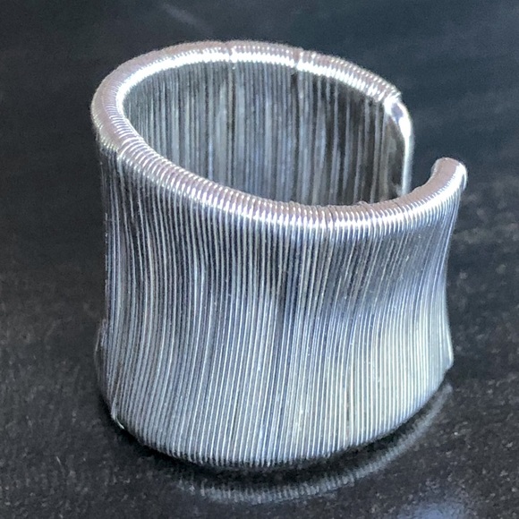 Silver Wrapped Wire Ring Size 10 Adjustable - Picture 2 of 10